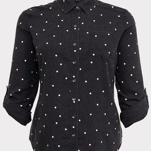 TAYLOR - CHARCOAL GREY POLKA DOT BUTTON FRONT RELA